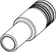 TECE-Presslötadapter aus Siliziumbronze, zylindrische Form mit Gewinde und glatten Bereichen, geeignet für Rohrverbindungen in Sanitärinstallationen.